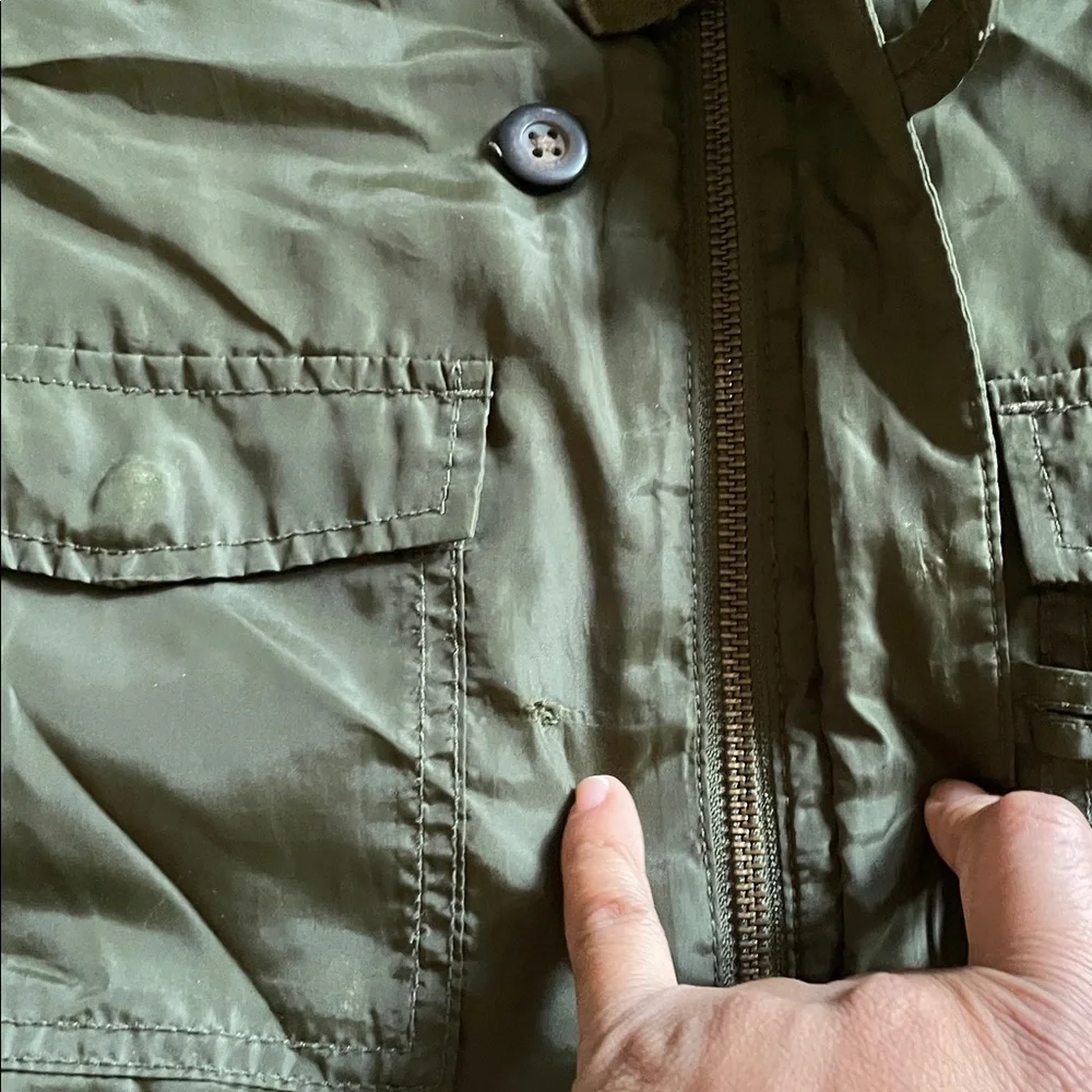Janie & Jack Olive Green Hooded Jacket with removable Faux Fur Trim